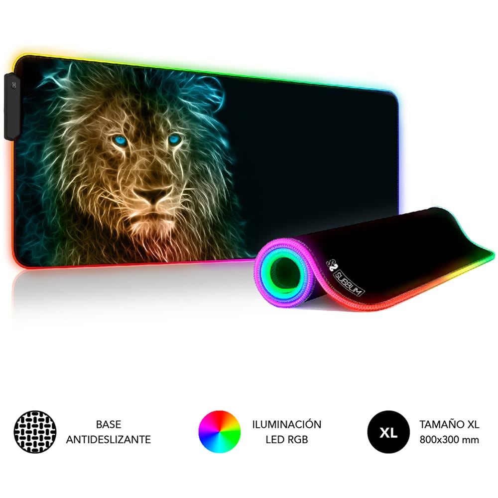 SUBMP-02RGB10 tappetino per mouse Tappetino per mouse per gioco da computer Nero, Multicolore - Foto 1