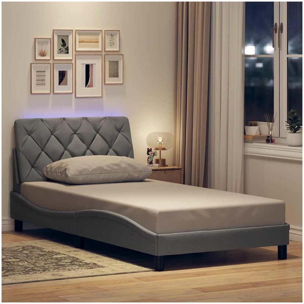 Giroletto con LED senza Materasso Grigio Chiaro 100x200 cm - Foto 2