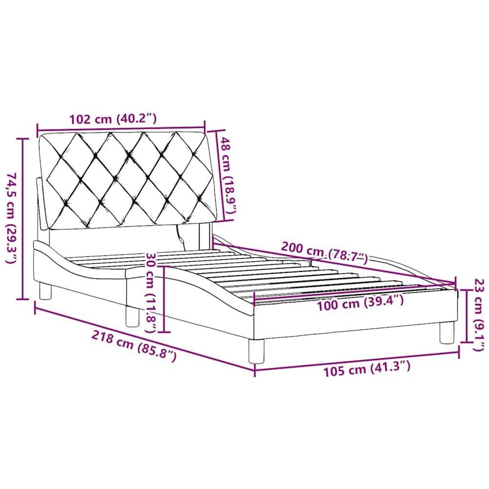 Giroletto con LED senza Materasso Grigio Chiaro 100x200 cm - Foto 10