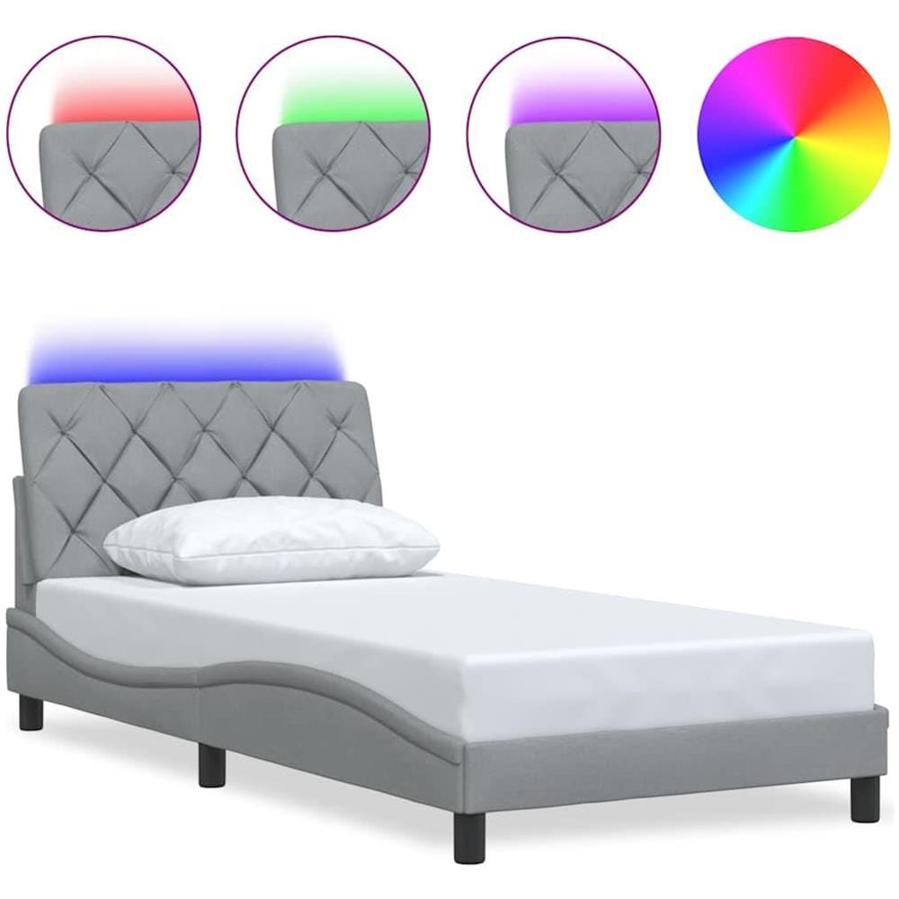 Giroletto con LED senza Materasso Grigio Chiaro 100x200 cm - Foto 1