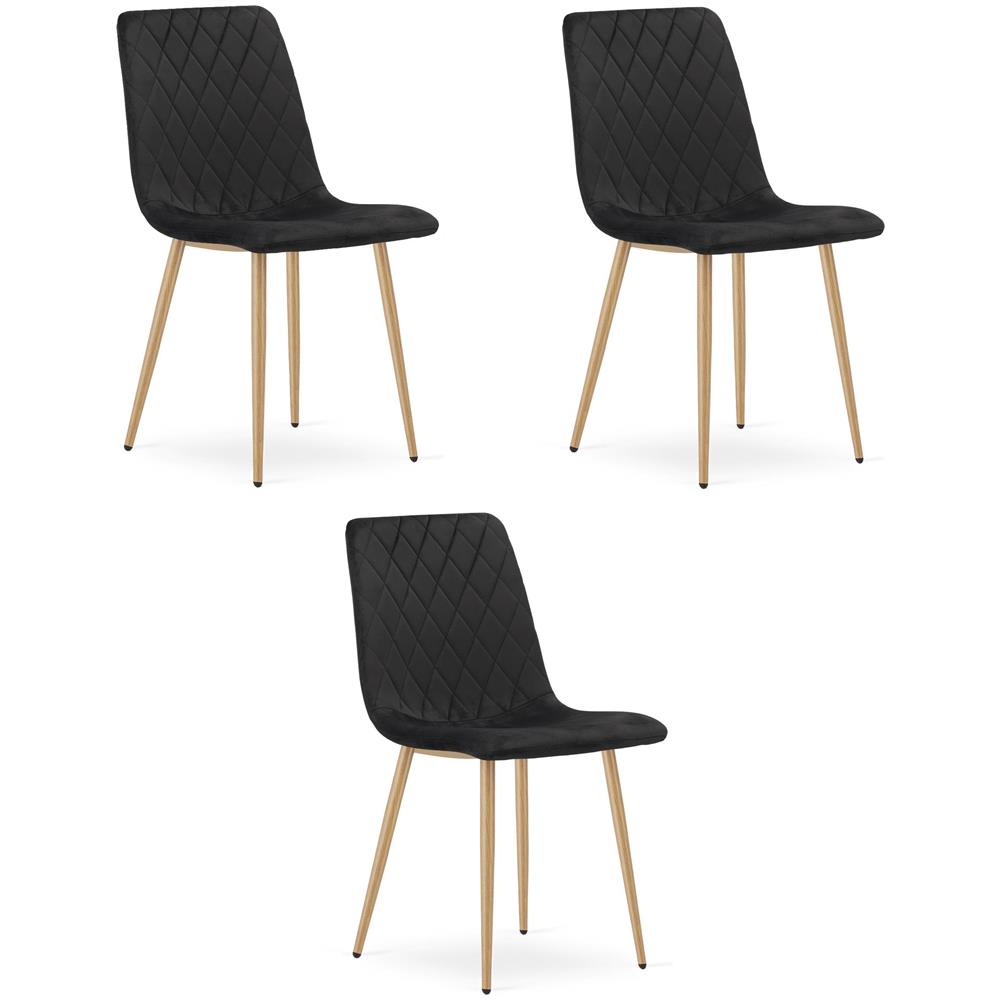 Sedia TURIN - Elegante sedia da pranzo imbottita in velluto nero x 3 - Foto 1