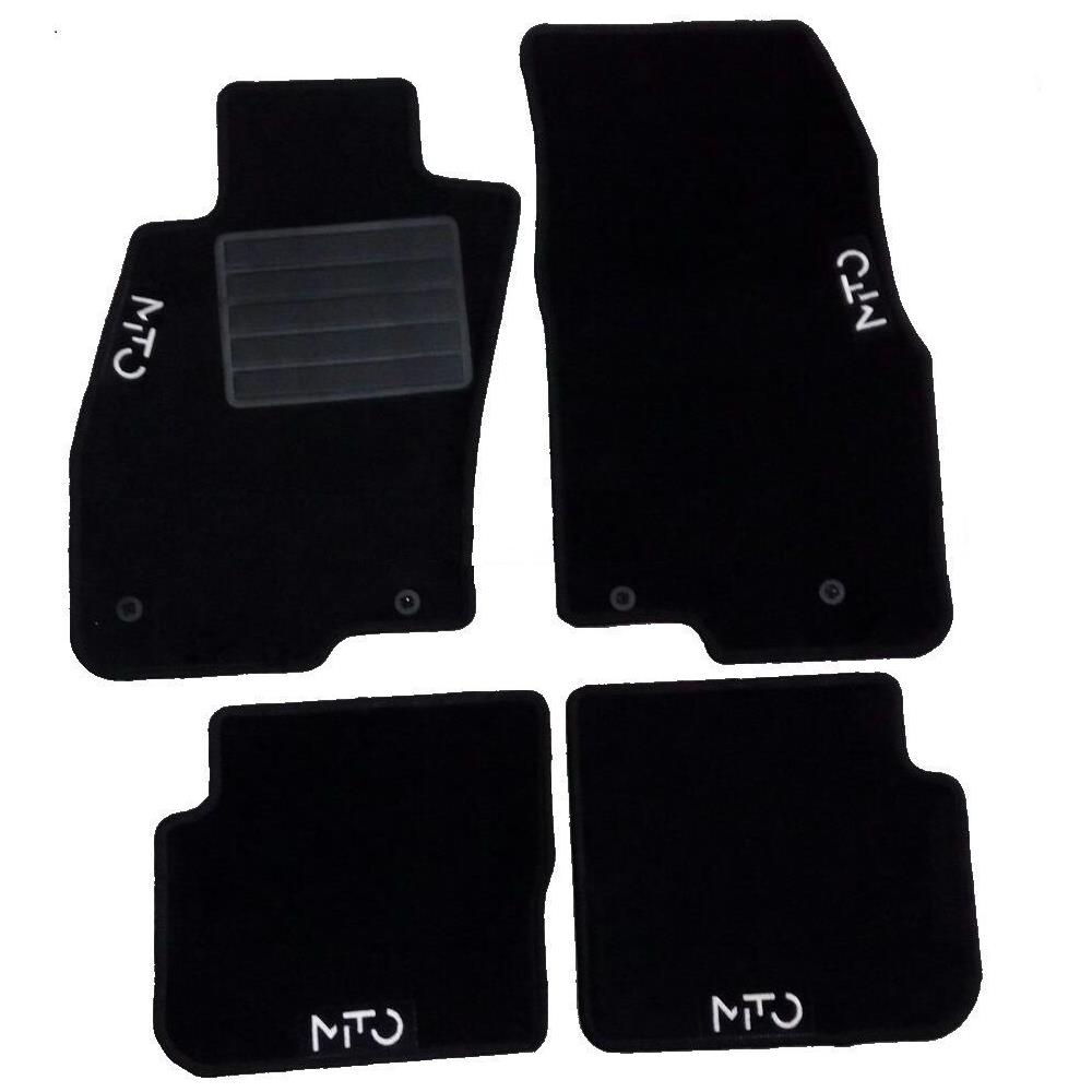 Set 4 Tappetini In Moquette Alfa Romeo Mito 4 Loghi 4 Fix Scritta Bianca Bordo Nero - Foto 2