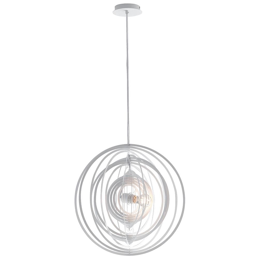 Lampadario Sospeso Metallo Bianco Anelli Concentrici Interno Moderno E27 I-club-s50 - Foto 1