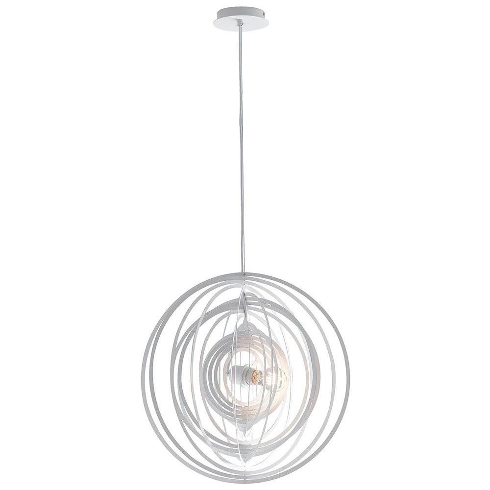 Lampadario Sospeso Metallo Bianco Anelli Concentrici Interno Moderno E27 I-club-s50 - Foto 6