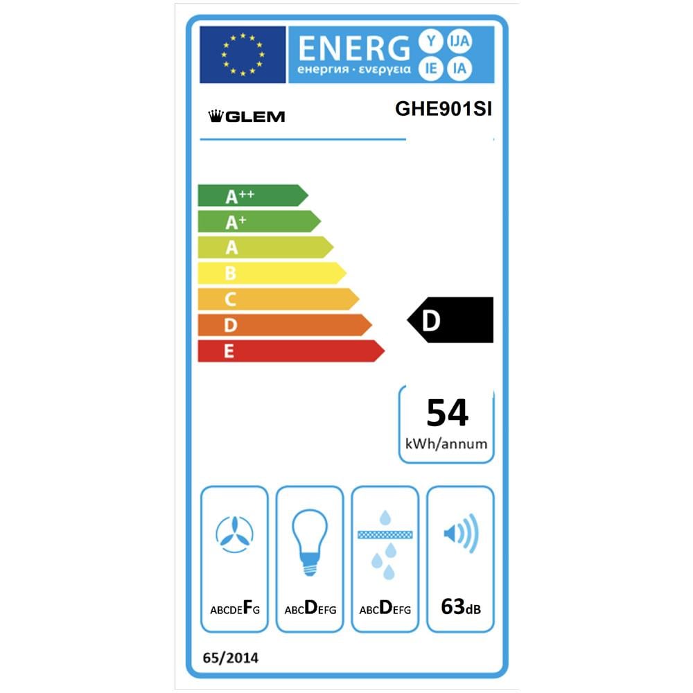 Cappa Sottopensile GHE901SI da 90 cm Aspirante Colore Argento - Foto 2