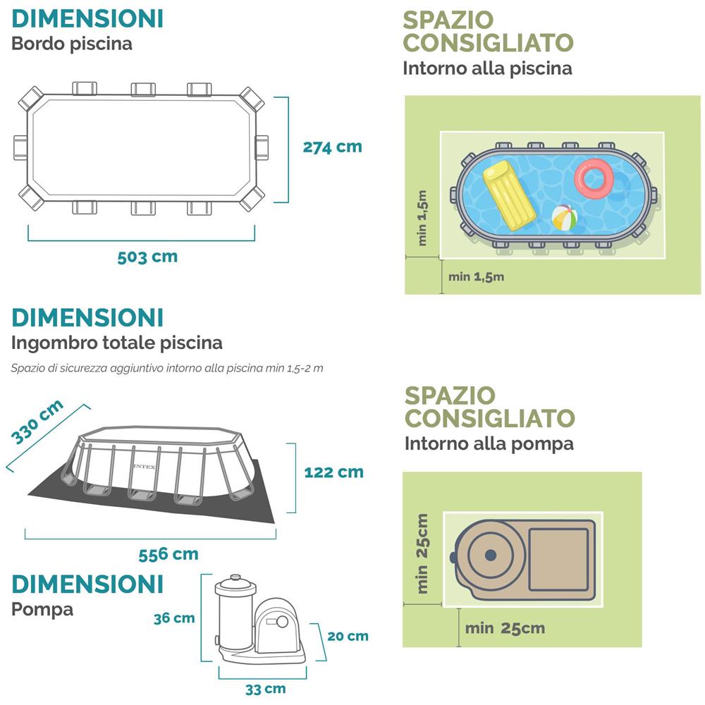 26796NP - Piscina Prisma Frame Ovale con Pompa Filtro Scaletta e Teli 503x274x122 cm - Foto 12