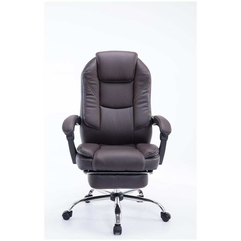 Poltrona Presidenziale Relax Castle in Similpelle- Sedia Ergonomica Imbottita con Poggiapiedi Estraibile I Poltrona Pc Regolabile e Reclinabile, Carico Max 130kg Marrone - Foto 2