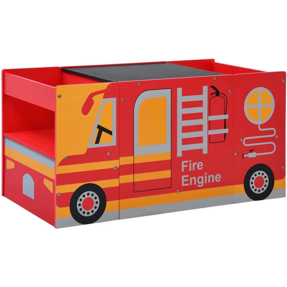 Set e Tavolo Sedie per Bambini 3pz Design Camion Pompieri Legno - Foto 1