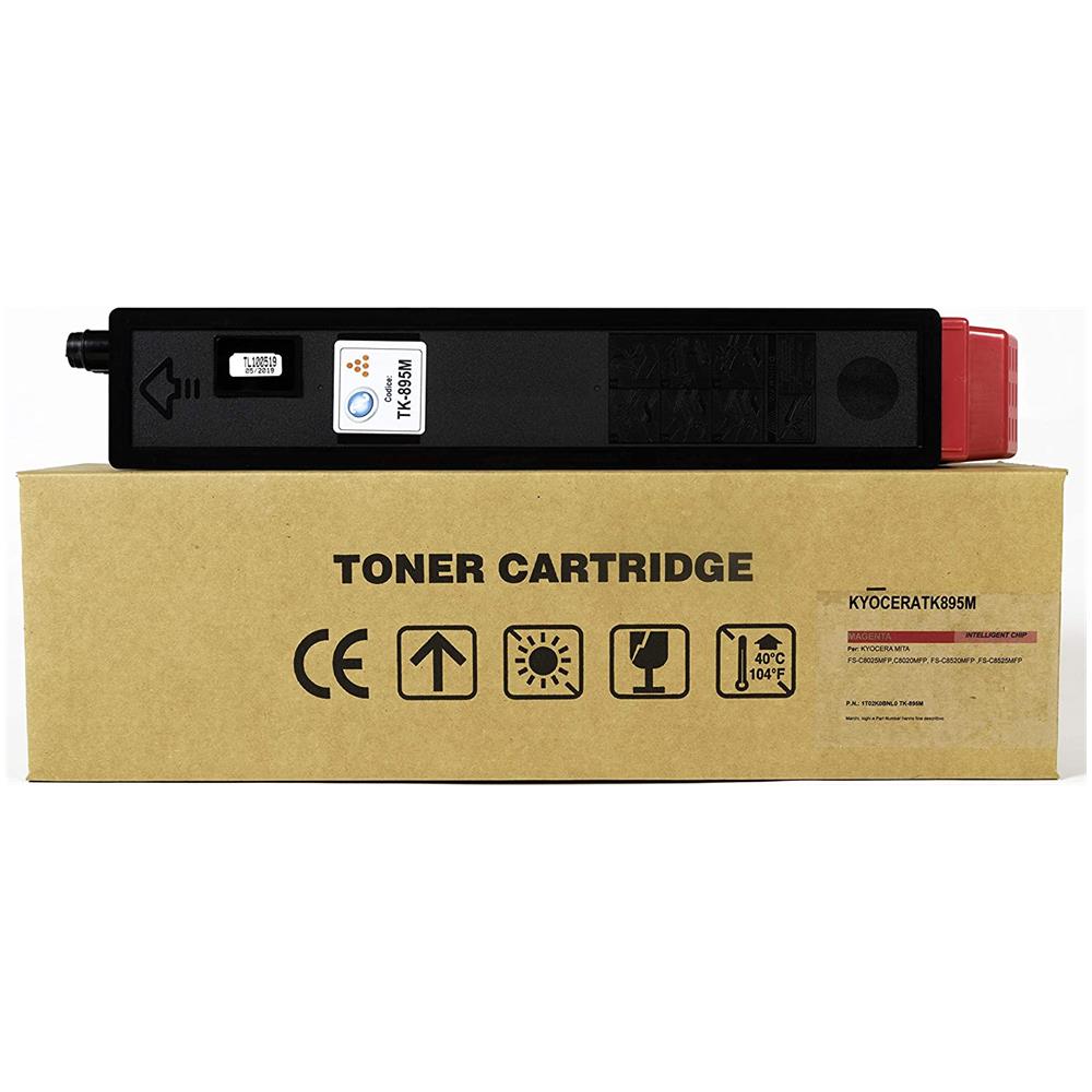 TONER COMPATIBILE -  Kyocera Tk-895m Magenta 1t02k0bnl0 Per Fs-c8025mfp, c8020mfp, Fs-c8520mfp, fs-c8525mfp Fornito Di Intelligent Chip Capacità 6000 Copie Made In Italy - Foto 1