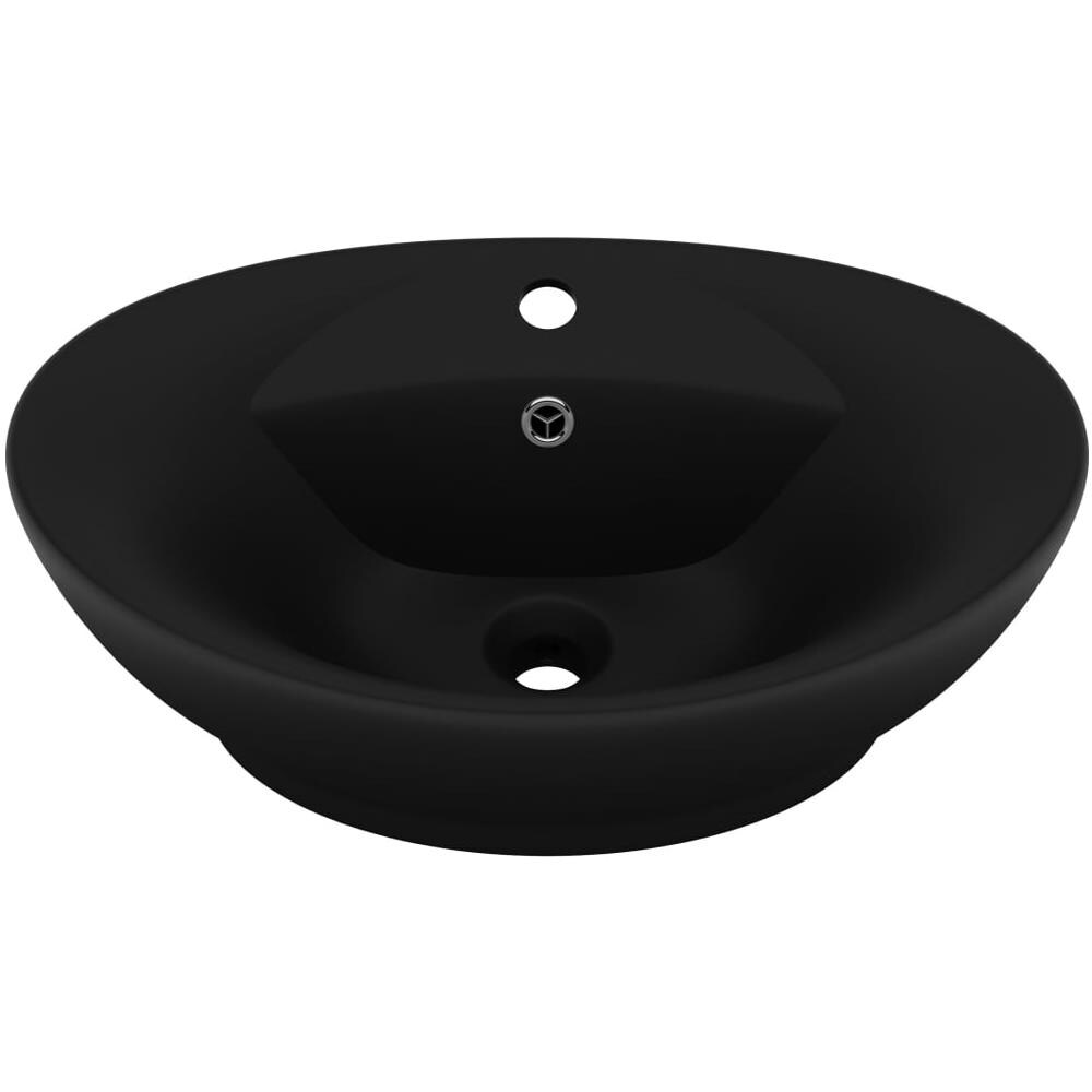 Lavandino con Troppopieno Ovale Nero Opaco 58,5x39cm Ceramica - Foto 1
