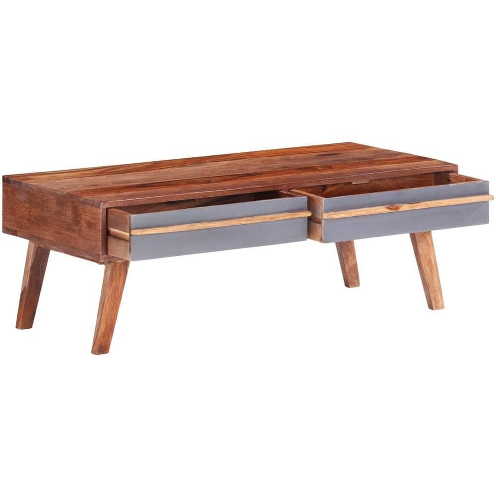 Tavolino da Salotto Grigio 110x50x40 cm in Legno di Sheesham - Foto 2