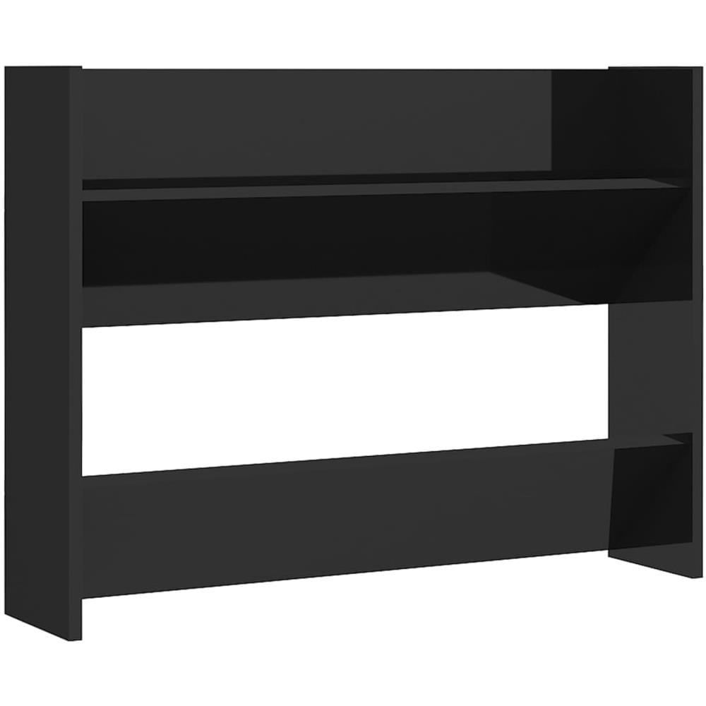 Scarpiera a Muro Nero Lucido 80x18x60 cm in Legno Multistrato - Foto 1