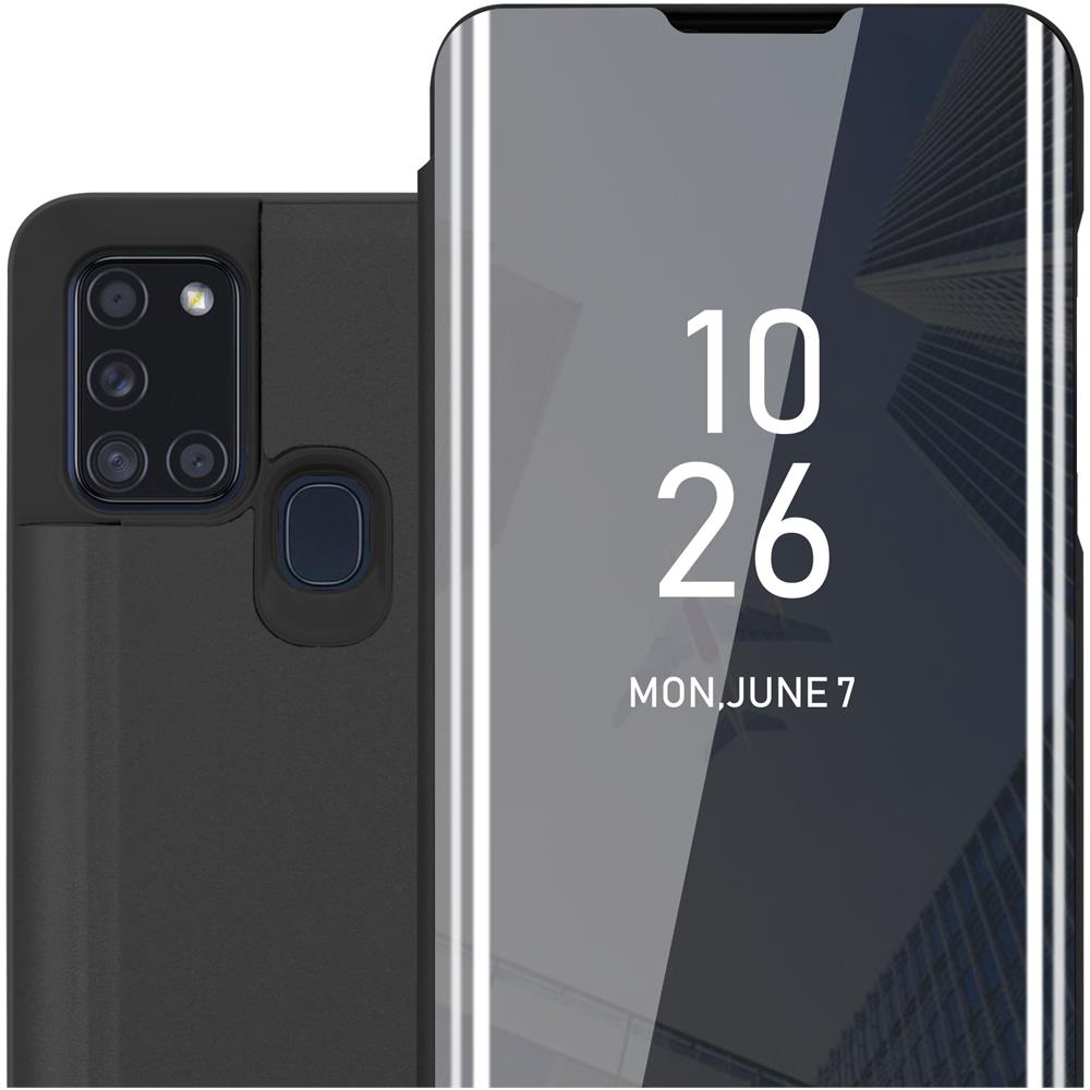 Custodia Compatibile Con Samsung Galaxy A21s In Tormalina Nera - Clear View Specchio Coperchio Protettivo Con Funzione Di Supporto Protezione A 360 Gradi - Foto 1