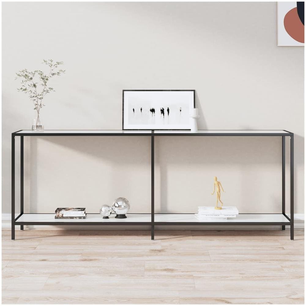 Tavolo Consolle Bianco 200x35x75,5 Cm In Vetro Temperato - Foto 1