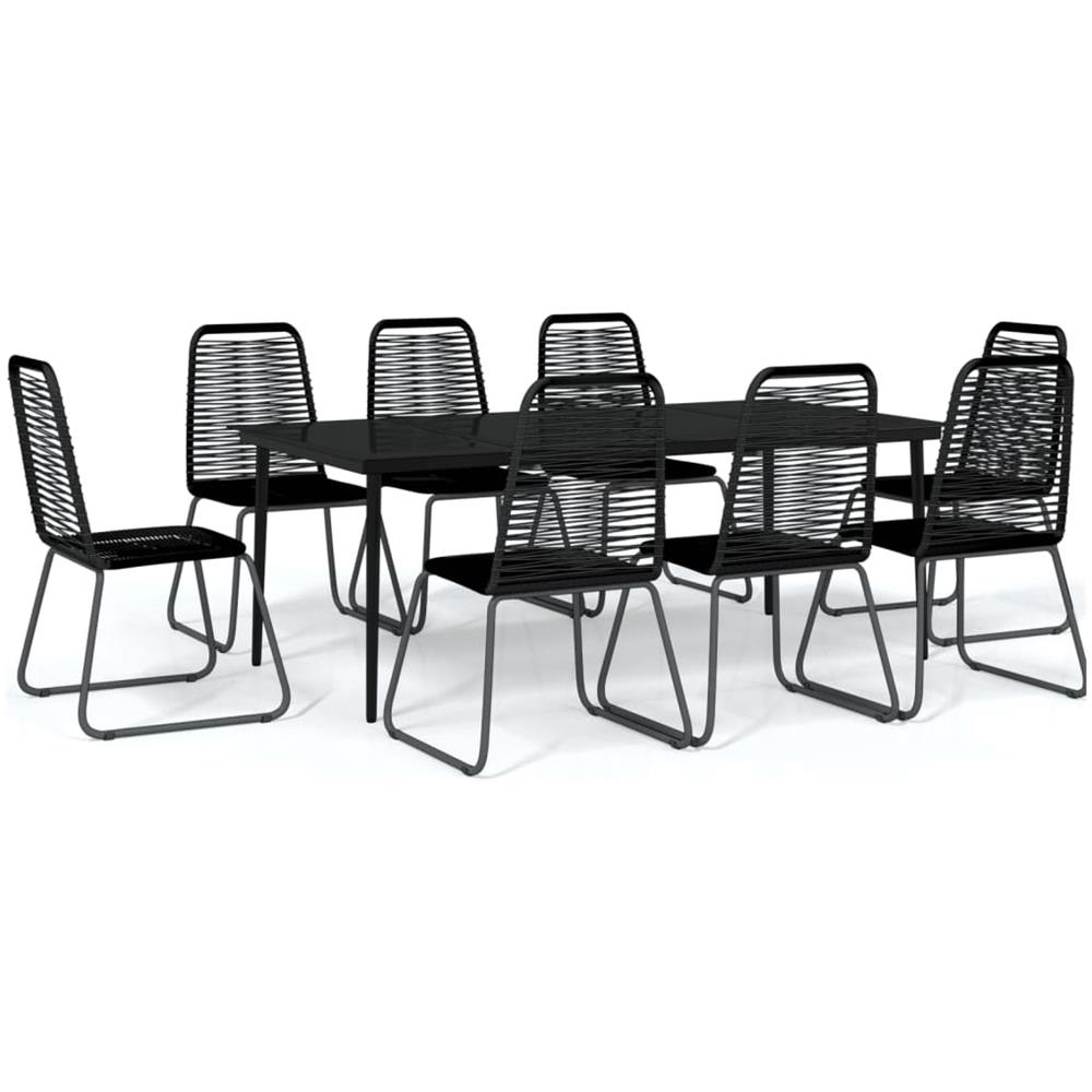Set Da Pranzo Per Giardino 9 Pz Con Cuscini Nero - Foto 2