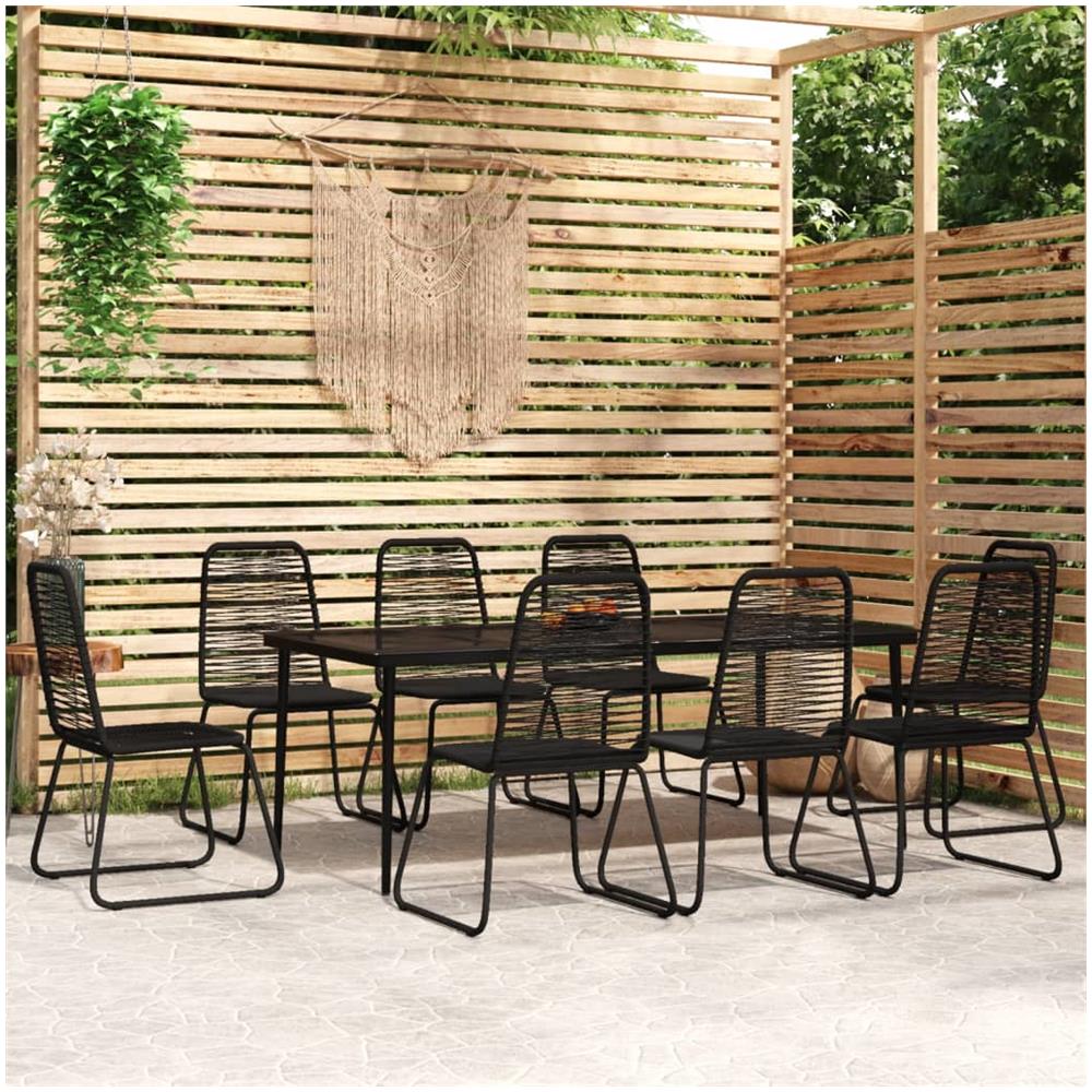 Set Da Pranzo Per Giardino 9 Pz Con Cuscini Nero - Foto 1