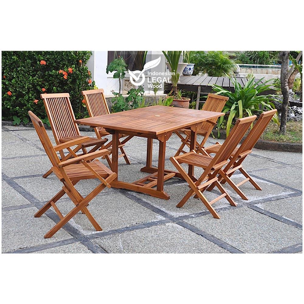 Tavolo Rettangolare 4 Sedie E 2 Poltrone In Teak Oliate Lubok - Foto 1