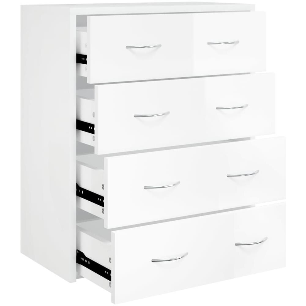 Credenza con 4 Cassetti 60x30,5x71 cm Bianco lucido - Foto 2