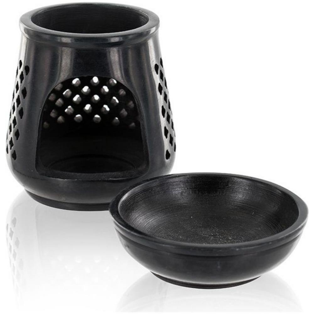 Porta Incenso In Pietra Nera + Miscela Di Sandalo Bianco - Foto 1