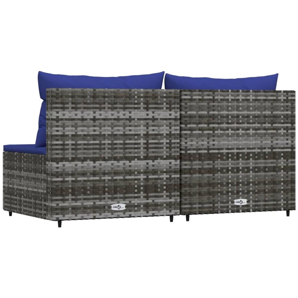 Divani Centrali Da Giardino Con Cuscini 2pz Polyrattan Grigio - Foto 3