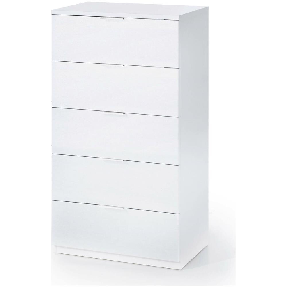 Cassettiera Mesquite, Settimanale A 5 Cassetti, Mobile Comò Per Camera Da Letto, Settimanale Moderno, 60x40h110 Cm, Bianco - Foto 2