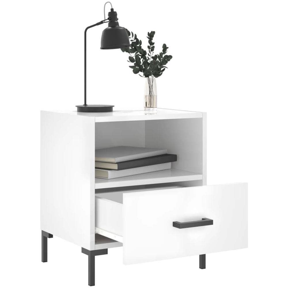 Comodini 2 Pz Bianco Lucido 40x35x47,5 Cm In Legno Multistrato - Foto 3