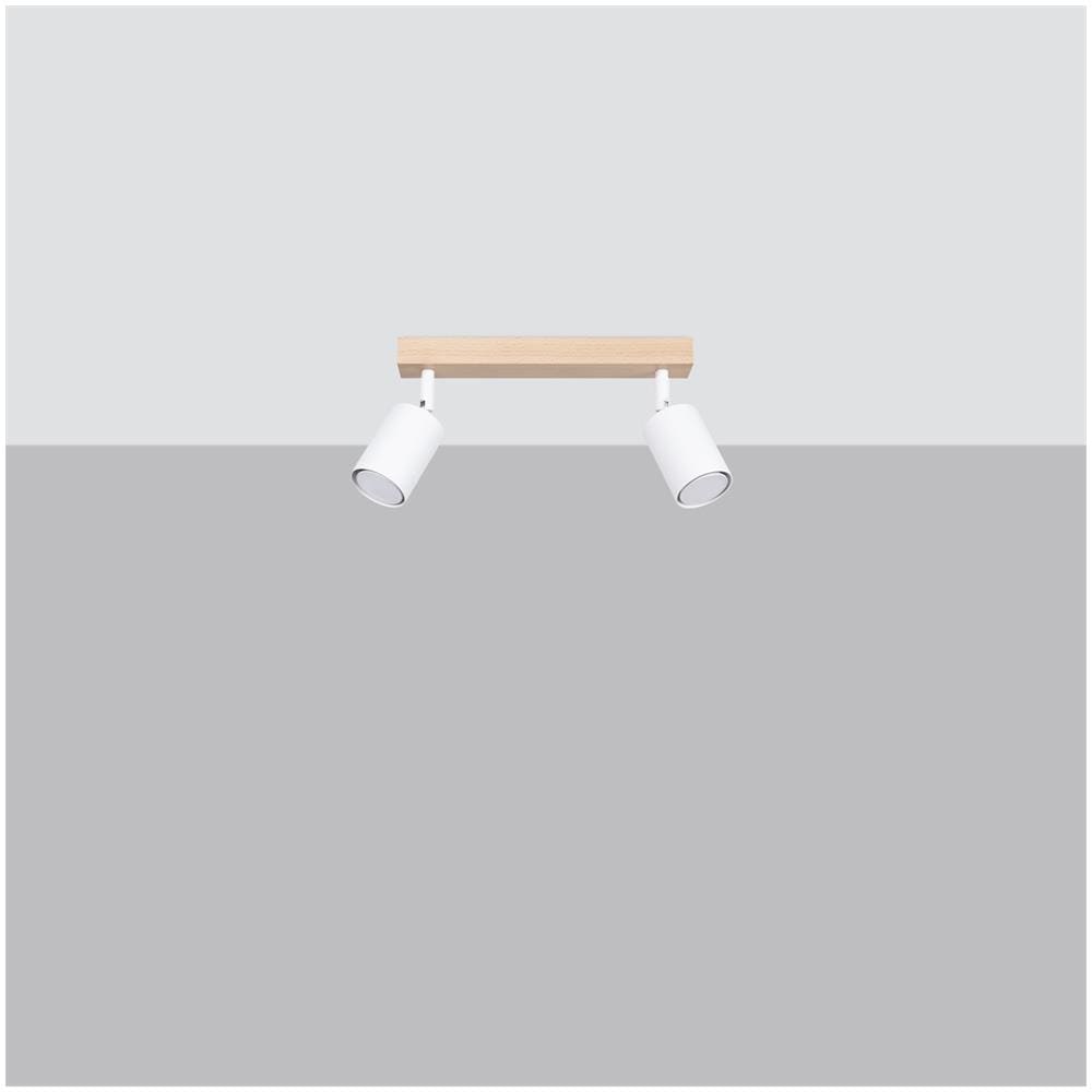 Lampada A Soffitto Verdo 2 Bianco Sl. 1286 - Moderno Lampade Da Soffitto Legno Bianco 17.5x46x30 Cm - Foto 2