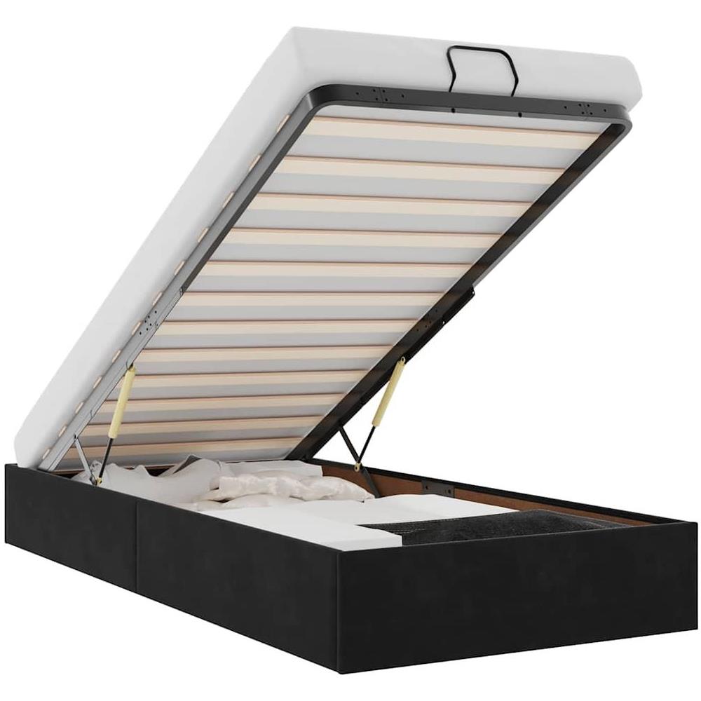 Struttura Letto Pouf Senza Materasso Nero 90x200 cm Velluto - Foto 1