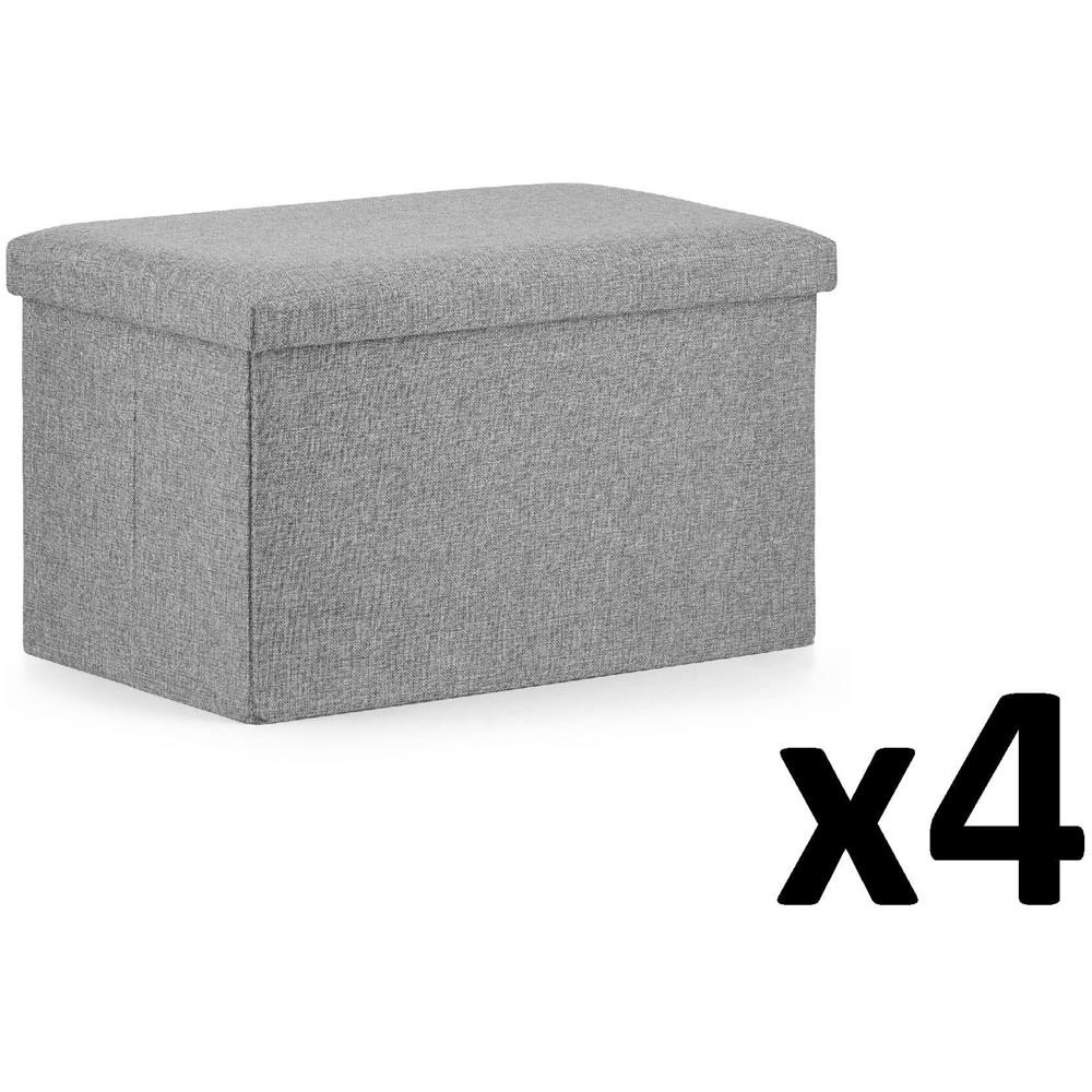 Pouf pieghevole VALORA XL con contenitore - Grigio x 4 - Foto 1