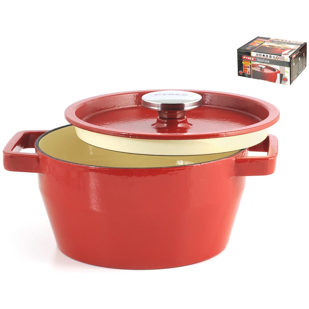 Cocotte 2 Maniglie con Coperchio ad Induzione 20 cm Rosso - Foto 1