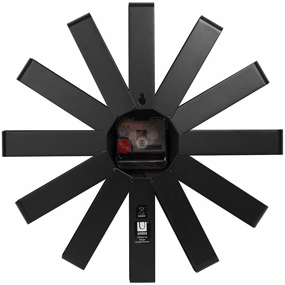 Ribbon Orologio Da Parete Nero, Metallo, 30.48x30.48x5.21 Cm 3 Unità - Foto 4