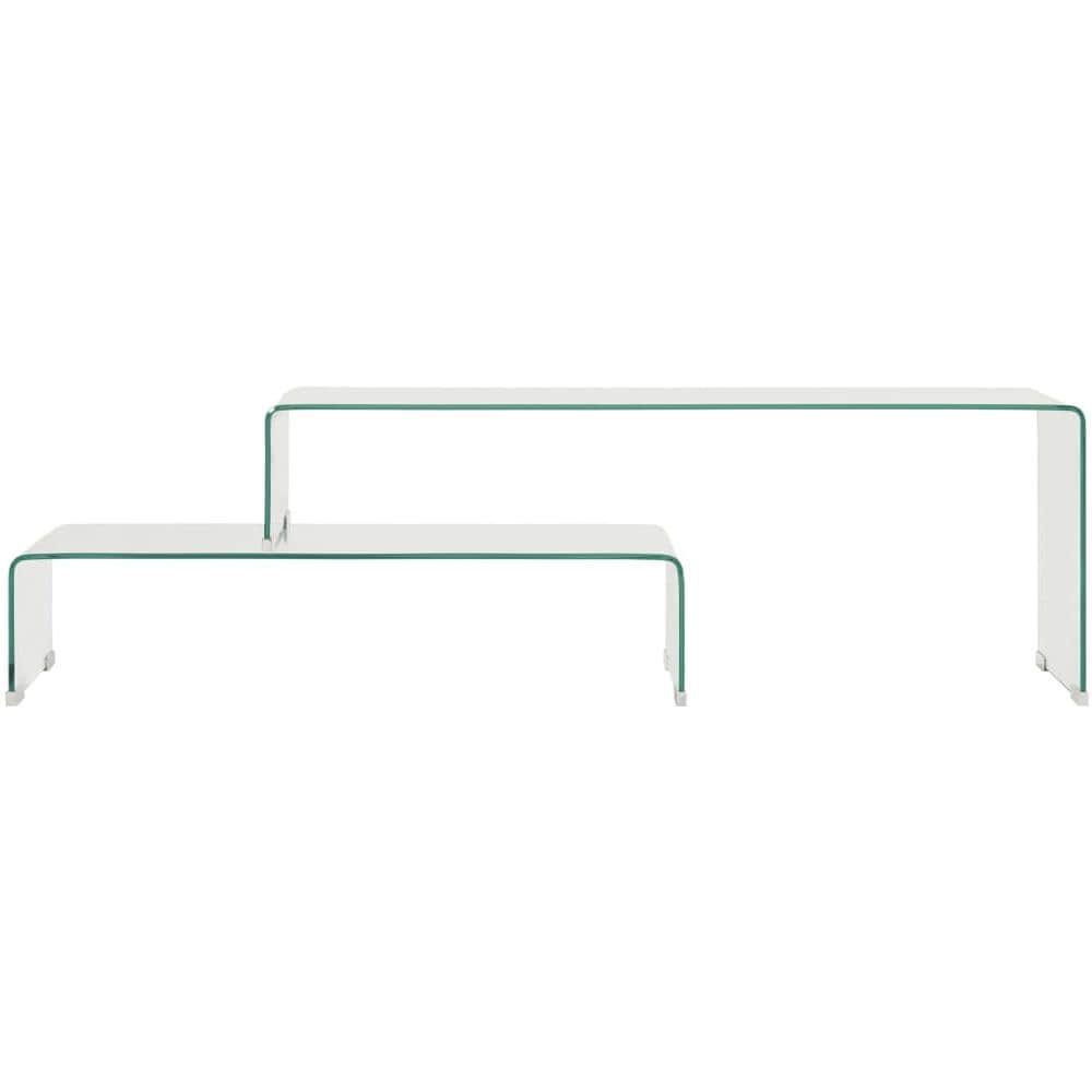 Set Tavolini Da Caffè 2 Pz 90x30x20/110x30x40cm Vetro Temperato - Foto 2