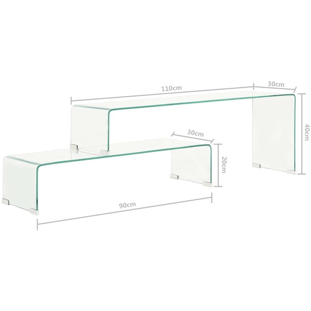 Set Tavolini Da Caffè 2 Pz 90x30x20/110x30x40cm Vetro Temperato - Foto 5