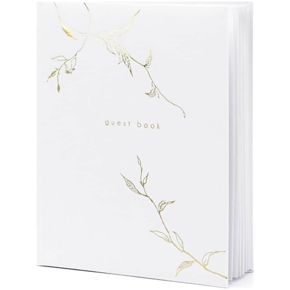 Partydeco - Guest Book Bianco Con Rami Oro - Foto 1