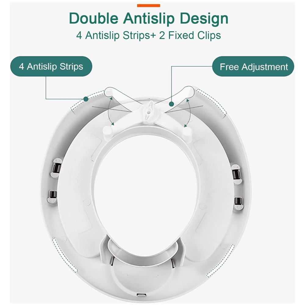 Riduttore Wc Per Bambini- Sedile Da Toilette -toilette Bambini Da Bambina - Sedile Da Vasino Con Paraspruzzi / poggiatesta / schienale Design A Fumetti -toilette Ovale E Rotonda - Foto 2