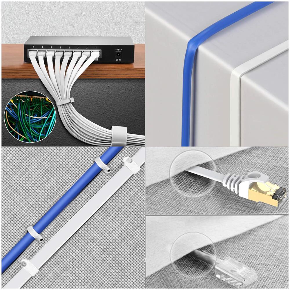 25m Cat7 Cavo Ethernet Busohe Ad Alta Velocit Piatto Gigabit Rj45 Lan Cavo Di Rete Cavo Di 10 Gbps 600mhz Internet Patch Per Switch Router Modem Patch Panel Pc (bianco)  - Foto 4
