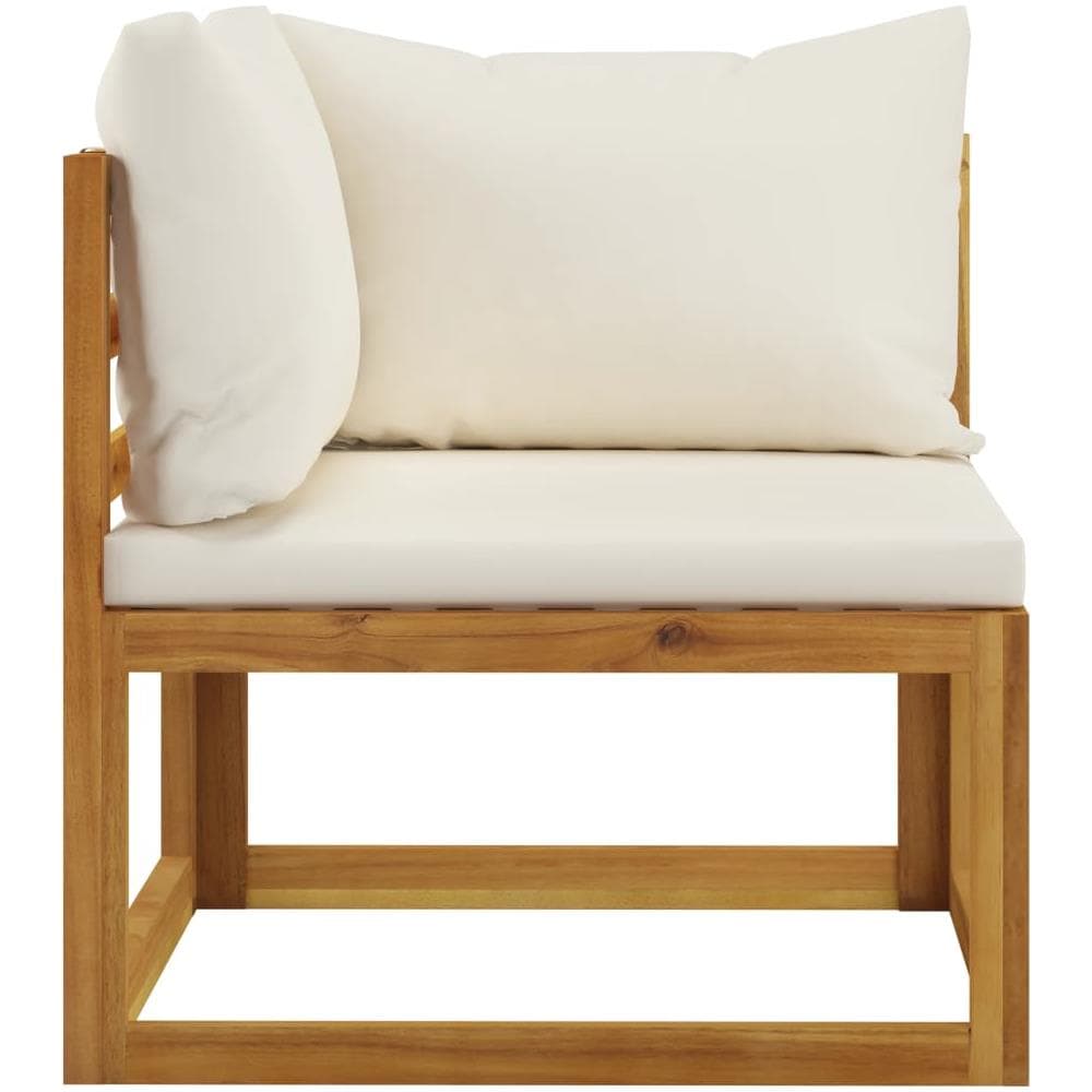 Set Divani Da Giardino 7 Pz Con Cuscini Crema Massello Acacia - Foto 2