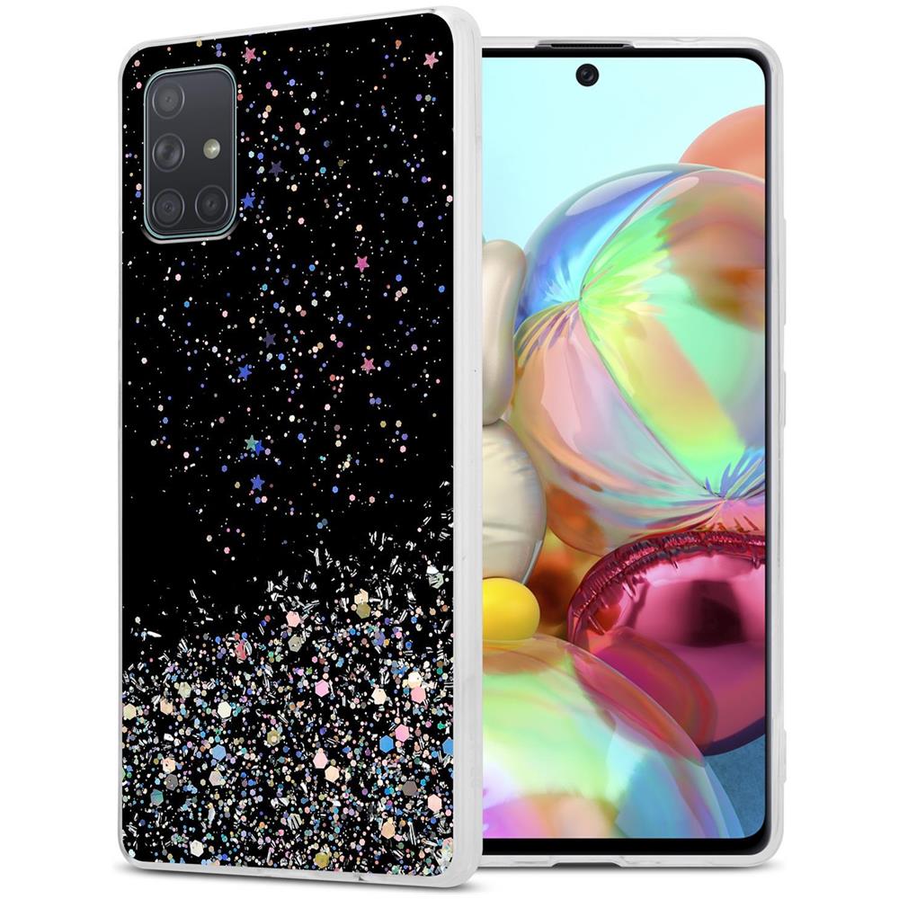 Custodia Compatibile Con Samsung Galaxy A71 4g In Nero Con Glitter - Coperchio Protettivo In Silicone Tpu Flessibile Con Glitter Scintillanti - Foto 1