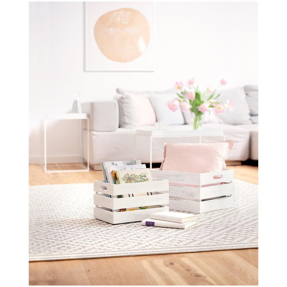 Scatola Portaoggetti Vintage Bianco, Legno - Colore Bianco, 39 X 29 X 21 Cm, Zeller - Foto 2