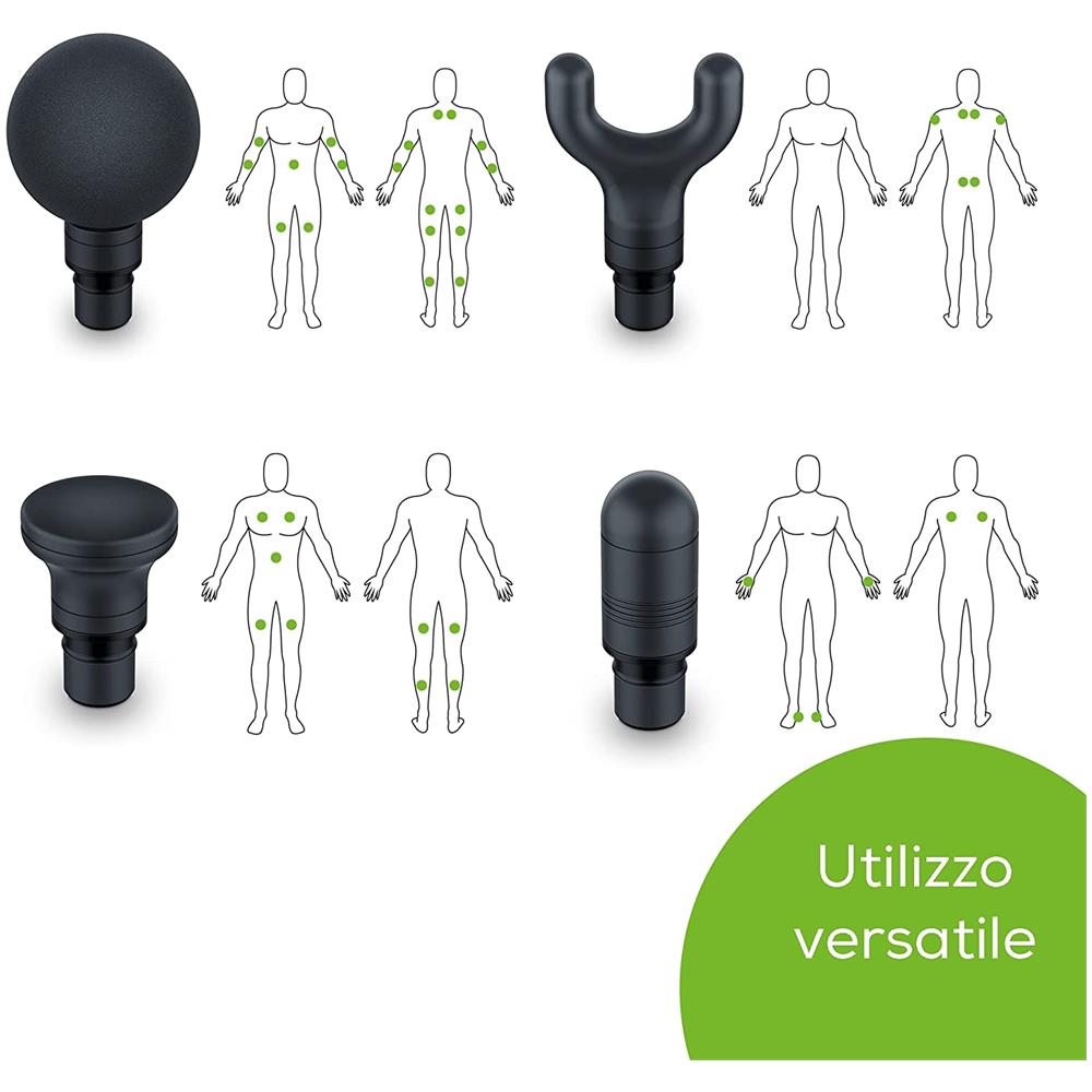 Pistola per Massaggio Con 5 Velocità 4 Teste Colore Turchese - Foto 8