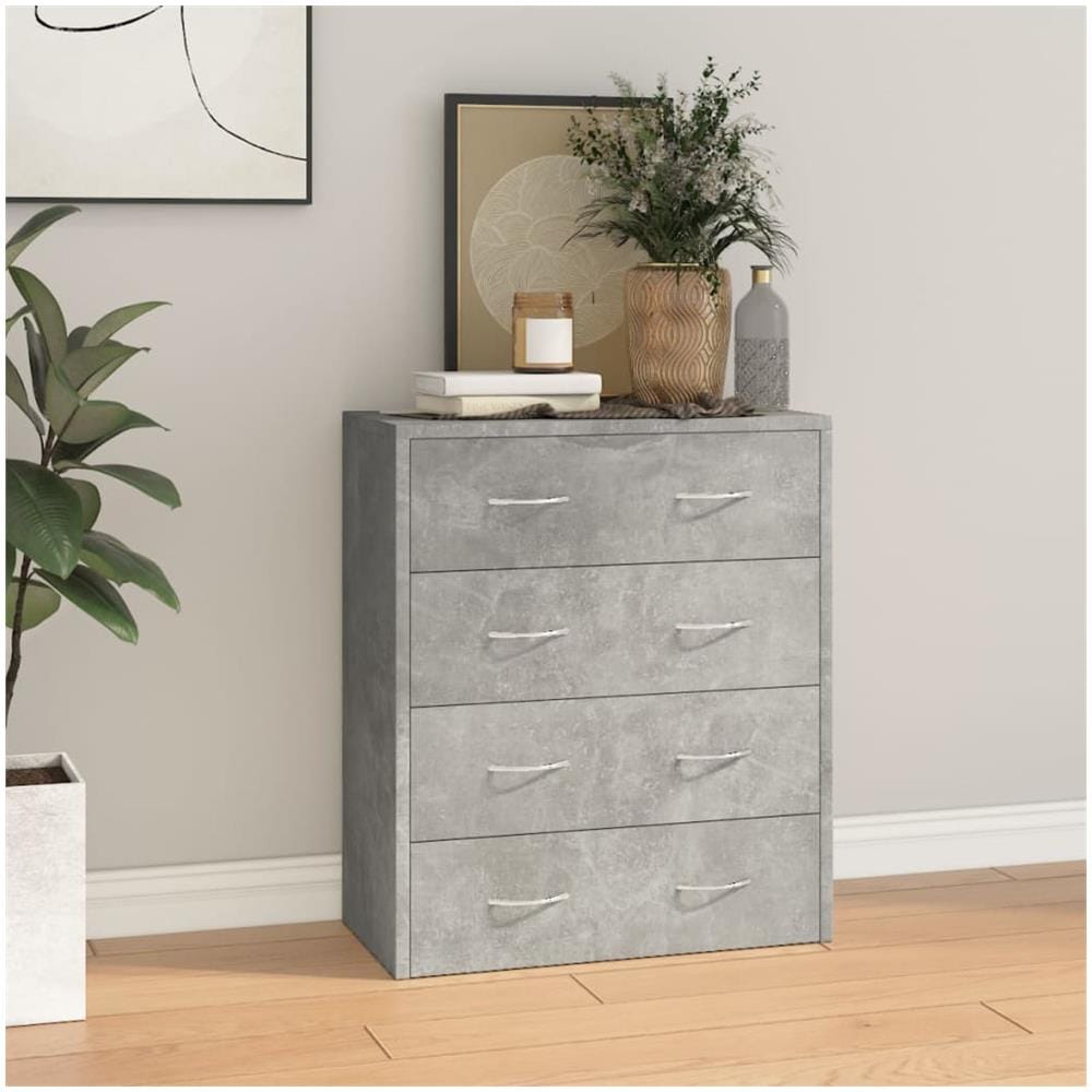 Credenza con 4 Cassetti 60x30,5x71 cm Grigio cemento - Foto 1