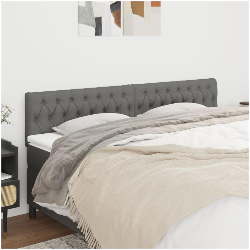Testiera 2 Pz Grigio Scuro 90x7x78/88 Cm In Tessuto - Foto 1