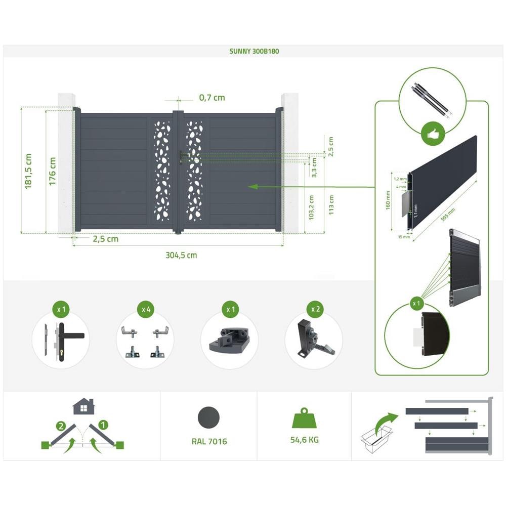 Pack Cancello Battente Sunny 300b180 + Cancello Sunny 100p180 - Foto 8