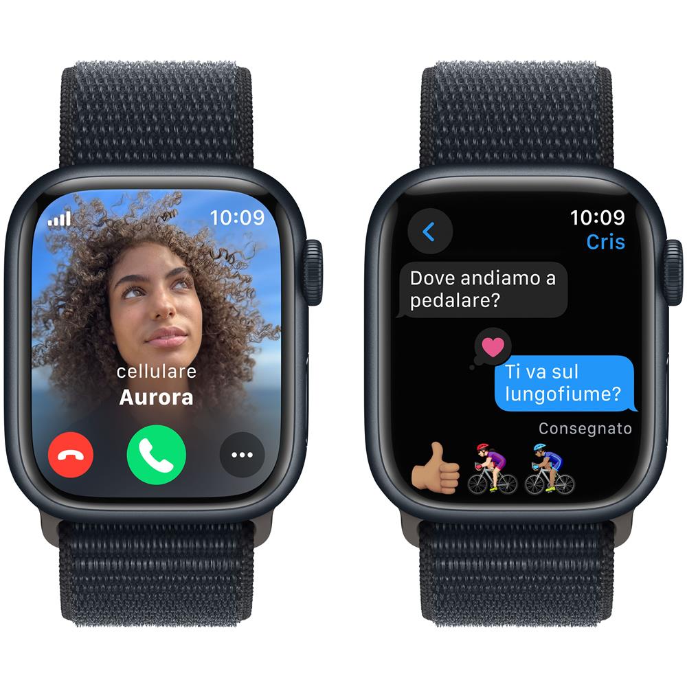 Watch Series 9 GPS + Cellular Cassa 41mm in Alluminio Mezzanotte con Cinturino Sport Loop Mezzanotte - Foto 4