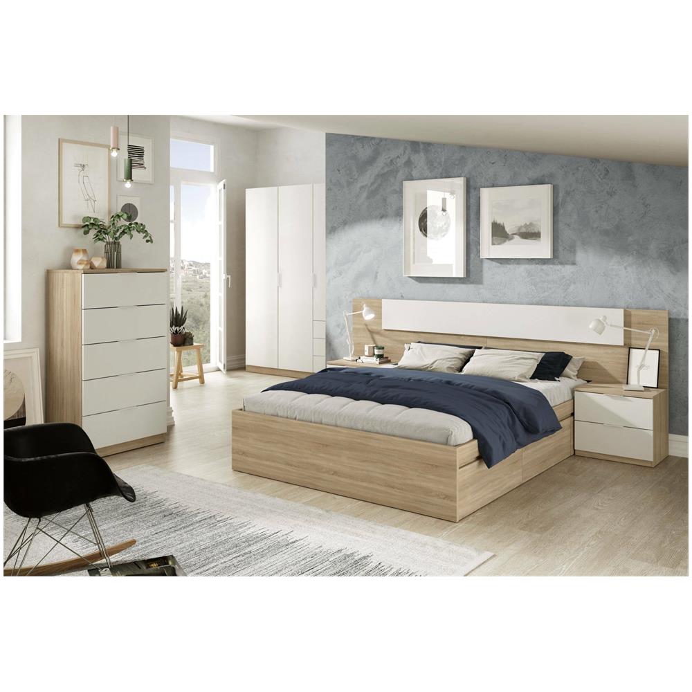 Cassettiera Mesquite, Settimanale A 5 Cassetti, Mobile Comò Per Camera Da Letto, Settimanale Moderno, 60x40h110 Cm, Rovere E Bianco - Foto 4