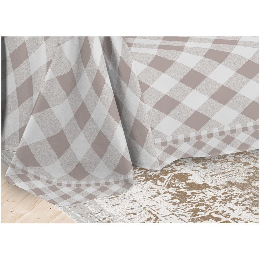 Telo Arredo Multiuso Linea Pensieri Delicati In Cotone Disegno Lovely Check Singolo Beige - Foto 5