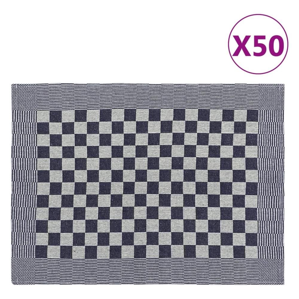 Strofinacci Da Cucina 50 Pz Blu E Bianchi 50x70 Cm In Cotone - Foto 1