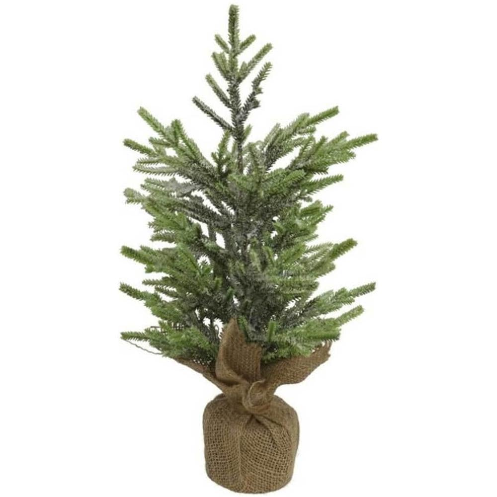 Albero di natale 42cm Alberello Pino con Base Sacco Iuta Decorazione Natalizia - Foto 2