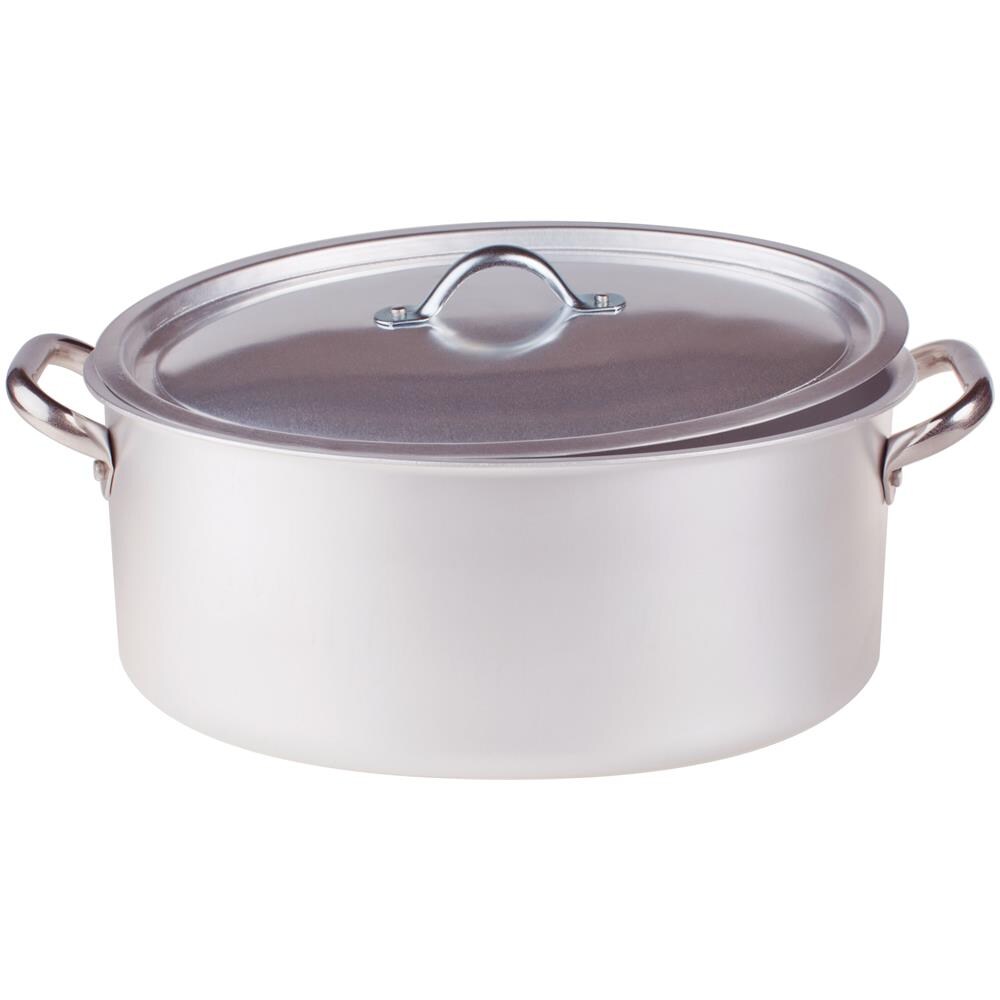 Casseruola Ovale 2 Maniglie con Coperchio Diametro 34 cm - Linea Alluminio 3 mm - Foto 2