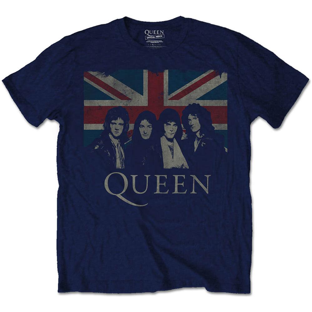 Queen - Union Jack Blue (T-Shirt Unisex Tg. L) - Foto 1